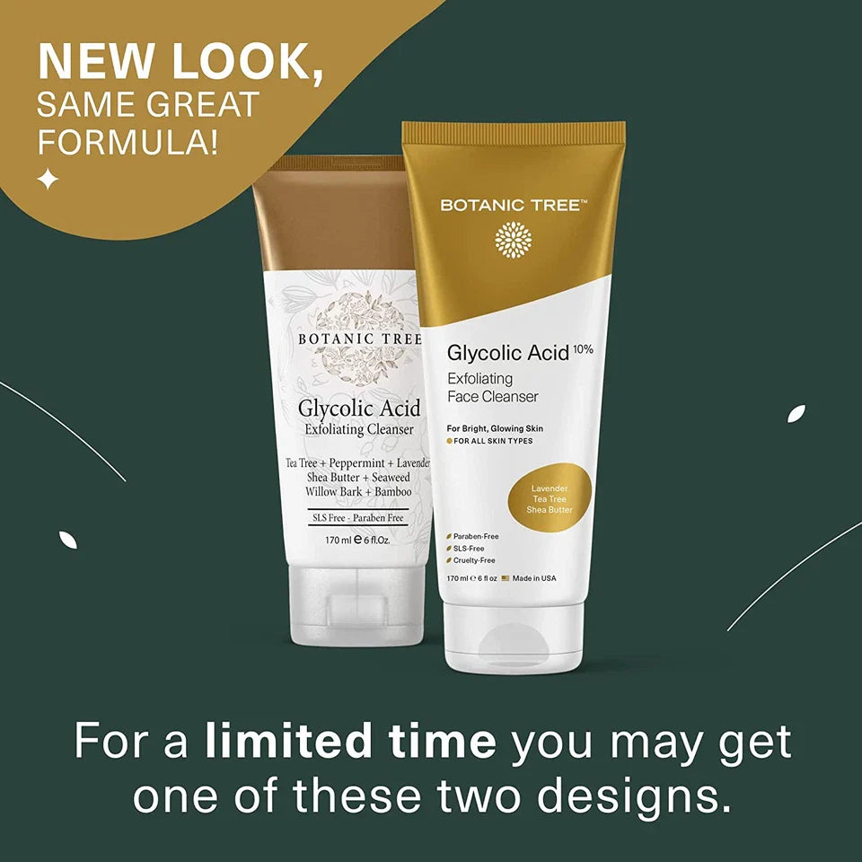 Glycolic Acid Face Wash - Facial Cleanser and Scrub - 10% Glycolic Acid, AHA - S