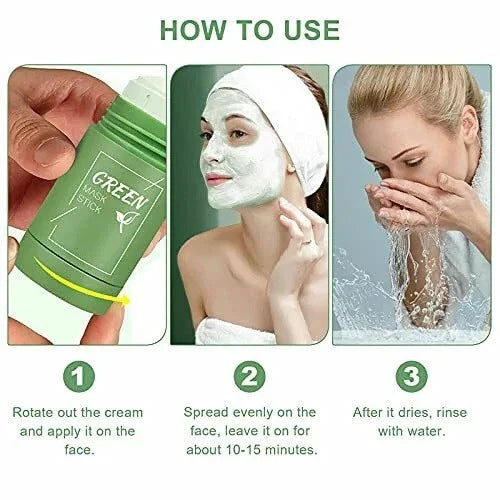 3PCS Green Tea Mask Sticks Facial Cleansing Oil Acne Blackhead Remove Deep Clean